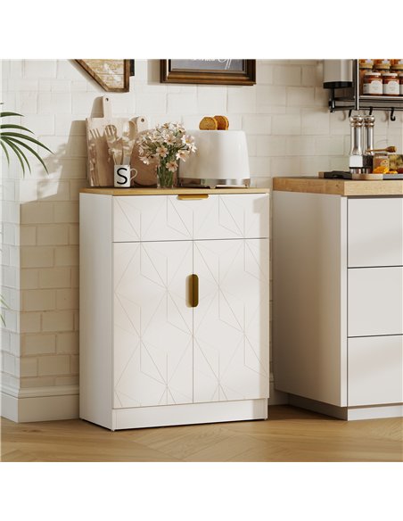 HOMCOM Sideboard Storage Cabinet, Modern Storage Cupboard with Drawer and Adjustable Shelf for Living Room, Kitchen, Dining Room