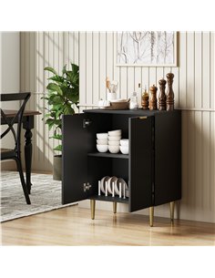 HOMCOM Adjustable Shelf Sideboard - Black 2