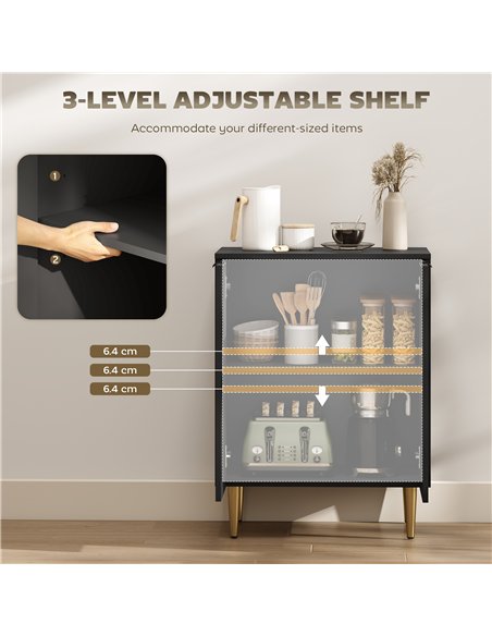 HOMCOM Adjustable Shelf Sideboard - Black