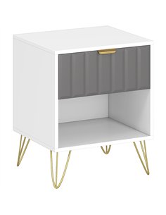 HOMCOM Bedside Table Modern Bedside Cabinet with Drawer and Open Compartment, 45 x 40 x 55, White