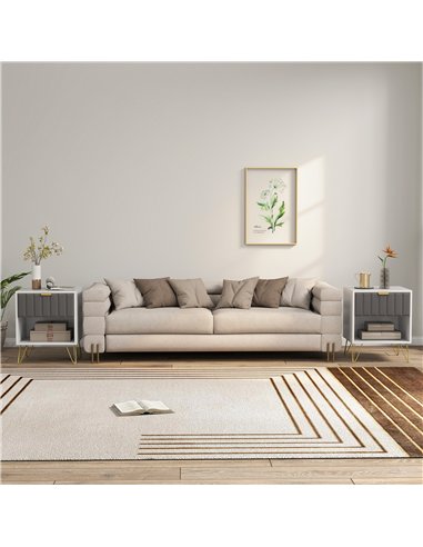 HOMCOM Bedside Table Modern Bedside Cabinet with Drawer and Open Compartment, 45 x 40 x 55, White