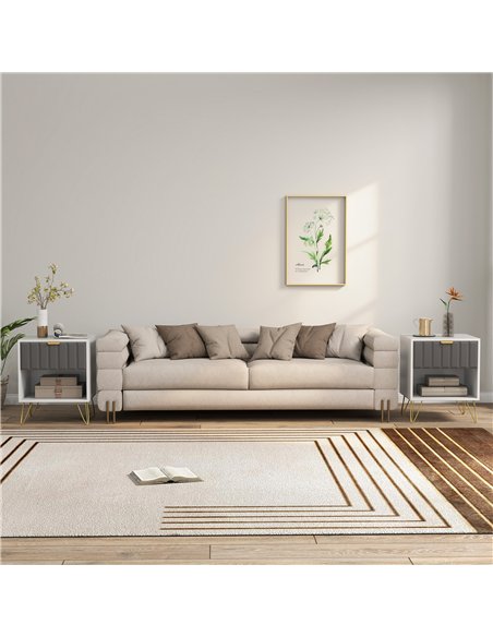 HOMCOM Bedside Table Modern Bedside Cabinet with Drawer and Open Compartment, 45 x 40 x 55, White