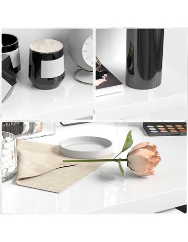 HOMCOM Bedside Table with 2 Drawers and Open Shelves - High Gloss White