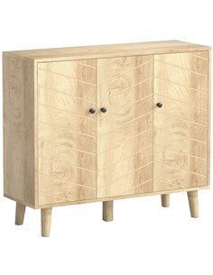 HOMCOM Vintage Sideboard with Chevron Doors and Pine Wood Legs for Living Room, Kitchen