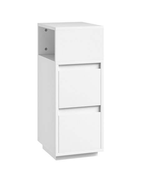 HOMCOM Slim Bedside Table, Narrow Bedside Cabinet with Open Shelf and 2 Drawers for Bedroom, Living Room, White