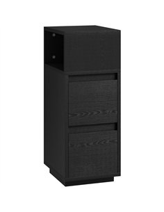HOMCOM Slim Bedside Table, Narrow Bedside Cabinet with Open Shelf and 2 Drawers for Bedroom, Living Room, Black
