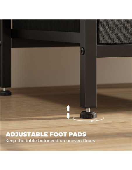 HOMCOM Bedside Table with Charging Station - Black