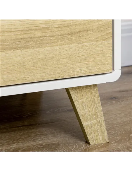 HOMCOM Drawer Chest, 4-Drawer Storage Organiser for Bedroom, Living Room, 80cmx40cmx79.5cm, White and Natural