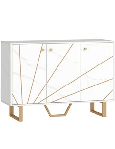 HOMCOM Sideboard Storage Cabinet, Modern Storage Cupboard with Adjustable Shelves and Metal Legs for Living Room, Kitchen, Dinin