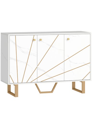 HOMCOM Sideboard Storage Cabinet, Modern Storage Cupboard with Adjustable Shelves and Metal Legs for Living Room, Kitchen, Dinin