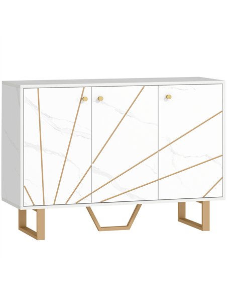 HOMCOM Sideboard Storage Cabinet, Modern Storage Cupboard with Adjustable Shelves and Metal Legs for Living Room, Kitchen, Dinin