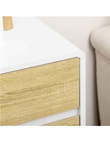 HOMCOM Drawer Chest, 4-Drawer Storage Organiser for Bedroom, Living Room, 80cmx40cmx79.5cm, White and Natural