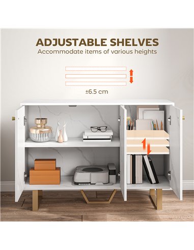 HOMCOM Sideboard Storage Cabinet, Modern Storage Cupboard with Adjustable Shelves and Metal Legs for Living Room, Kitchen, Dinin