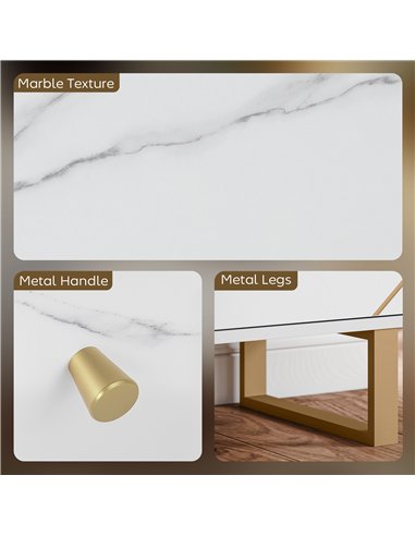 HOMCOM Sideboard Storage Cabinet, Modern Storage Cupboard with Adjustable Shelves and Metal Legs for Living Room, Kitchen, Dinin