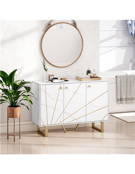 HOMCOM Sideboard Storage Cabinet, Modern Storage Cupboard with Adjustable Shelves and Metal Legs for Living Room, Kitchen, Dinin