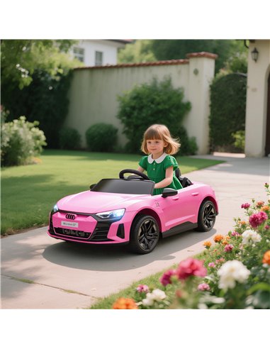 HOMCOM Audi Licensed 12V Kids Electric Ride-On, with Remote Control, Suspension System, Lights, Music, Motor - Pink