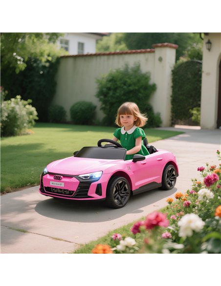 HOMCOM Audi Licensed 12V Kids Electric Ride-On, with Remote Control, Suspension System, Lights, Music, Motor - Pink