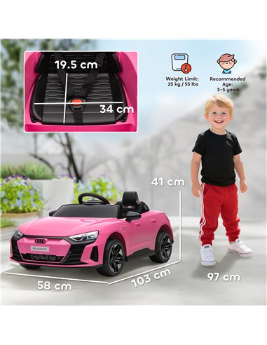HOMCOM Audi Licensed 12V Kids Electric Ride-On, with Remote Control, Suspension System, Lights, Music, Motor - Pink
