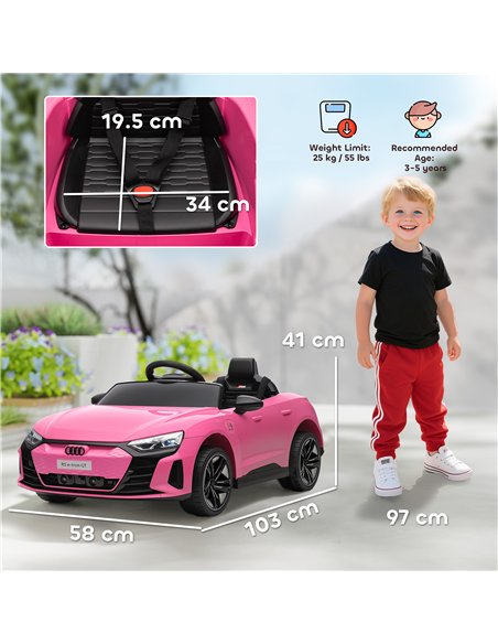 HOMCOM Audi Licensed 12V Kids Electric Ride-On, with Remote Control, Suspension System, Lights, Music, Motor - Pink