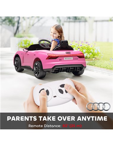 HOMCOM Audi Licensed 12V Kids Electric Ride-On, with Remote Control, Suspension System, Lights, Music, Motor - Pink
