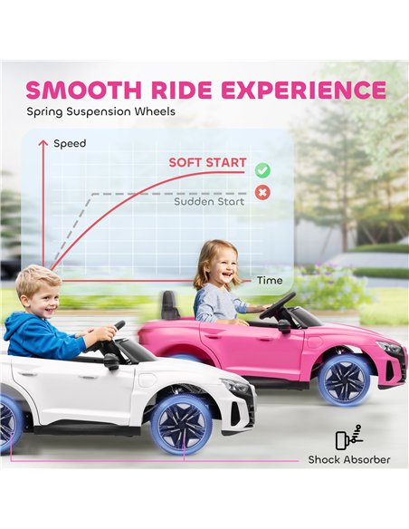 HOMCOM Audi Licensed 12V Kids Electric Ride-On, with Remote Control, Suspension System, Lights, Music, Motor - Pink