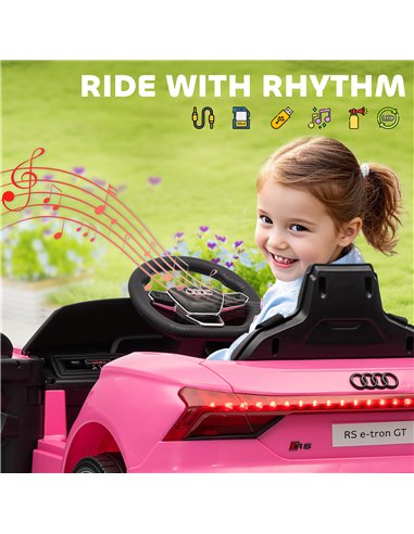 HOMCOM Audi Licensed 12V Kids Electric Ride-On, with Remote Control, Suspension System, Lights, Music, Motor - Pink