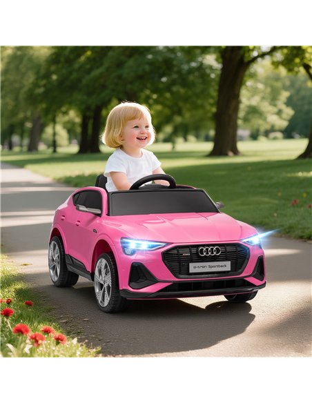 HOMCOM 12V Kids Electric Ride on, Electric Car for Kids with Parental Remote, Music, Lights, Suspension Wheels, Pink