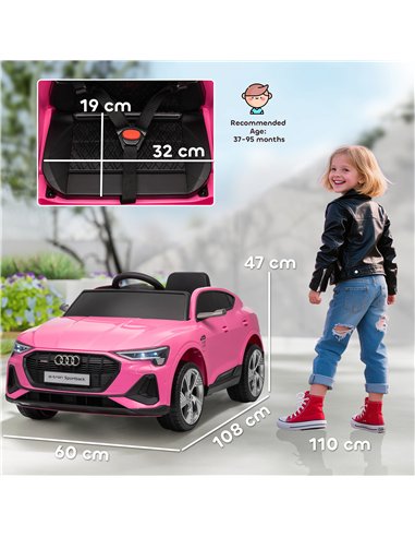 HOMCOM 12V Kids Electric Ride on, Electric Car for Kids with Parental Remote, Music, Lights, Suspension Wheels, Pink
