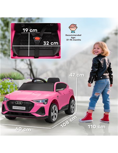 HOMCOM 12V Kids Electric Ride on, Electric Car for Kids with Parental Remote, Music, Lights, Suspension Wheels, Pink