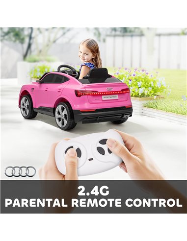 HOMCOM 12V Kids Electric Ride on, Electric Car for Kids with Parental Remote, Music, Lights, Suspension Wheels, Pink