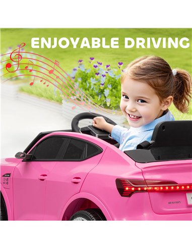 HOMCOM 12V Kids Electric Ride on, Electric Car for Kids with Parental Remote, Music, Lights, Suspension Wheels, Pink