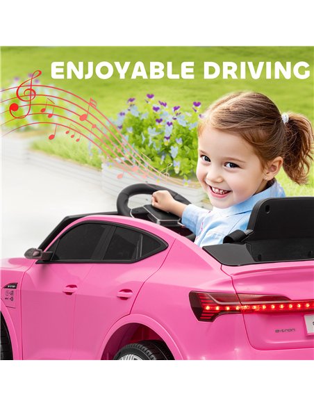HOMCOM 12V Kids Electric Ride on, Electric Car for Kids with Parental Remote, Music, Lights, Suspension Wheels, Pink
