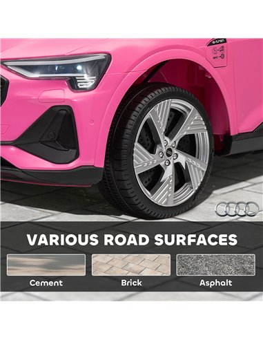 HOMCOM 12V Kids Electric Ride on, Electric Car for Kids with Parental Remote, Music, Lights, Suspension Wheels, Pink