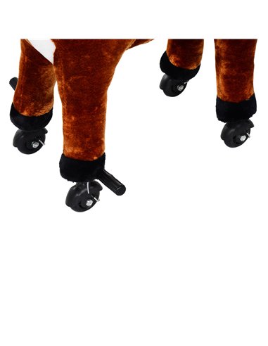 HOMCOM Plush Walking Horse Ride On Toy with Wheels and Realistic Sounds Rocking Horse for Girls Boys 2+ Years Old, 50cm Tall, Br