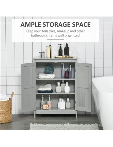 kleankin Modern Bathroom Floor Cabinet - Grey
