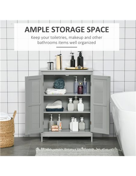 kleankin Modern Bathroom Floor Cabinet - Grey