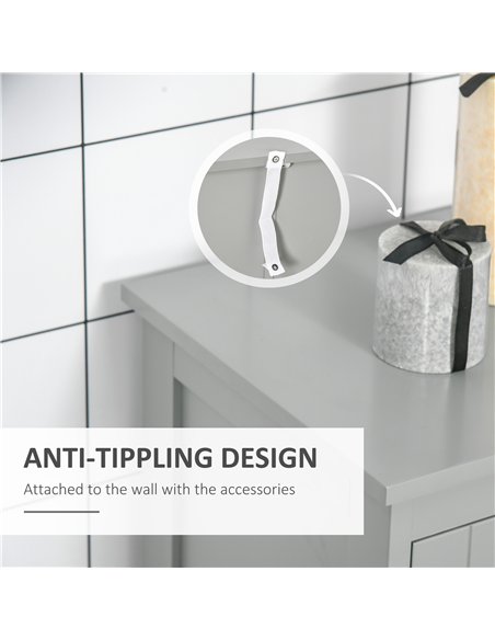 kleankin Modern Bathroom Floor Cabinet - Grey