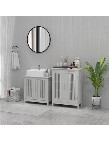 kleankin Modern Bathroom Floor Cabinet - Grey