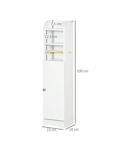 kleankin Multi-Storage Narrow Bathroom Cabinet - White