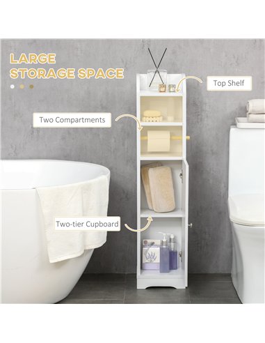 kleankin Multi-Storage Narrow Bathroom Cabinet - White