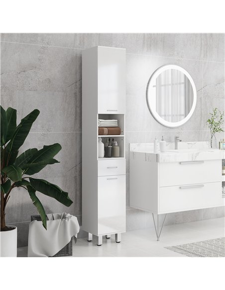 kleankin 71" Tall Slim Bathroom Storage Cabinet, Tall Narrow Cupboard with Drawer, Open Shelves, 2 Doors Cabinets and Adjustable