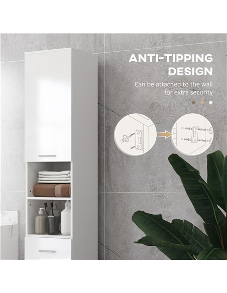 kleankin 71" Tall Slim Bathroom Storage Cabinet, Tall Narrow Cupboard with Drawer, Open Shelves, 2 Doors Cabinets and Adjustable