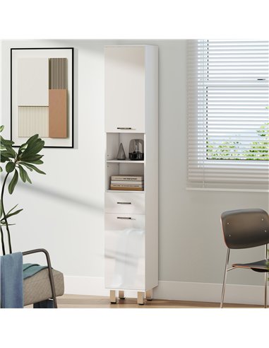 kleankin 71" Tall Slim Bathroom Storage Cabinet, Tall Narrow Cupboard with Drawer, Open Shelves, 2 Doors Cabinets and Adjustable