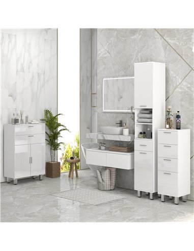 kleankin 71" Tall Slim Bathroom Storage Cabinet, Tall Narrow Cupboard with Drawer, Open Shelves, 2 Doors Cabinets and Adjustable