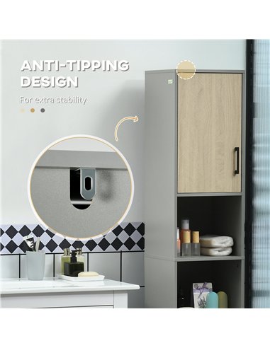 kleankin Bathroom Furniture Set with Doors, Tall Bathroom Cabinet with Adjustable Shelves, Under Sink Cabinet, Grey