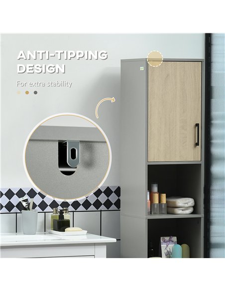 kleankin Bathroom Furniture Set with Doors, Tall Bathroom Cabinet with Adjustable Shelves, Under Sink Cabinet, Grey