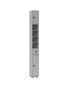 kleankin 180cm Slim Bathroom Cabinet, with Drawer, Shelves and Cupboards - Grey