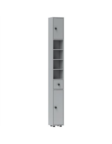kleankin 180cm Slim Bathroom Cabinet, with Drawer, Shelves and Cupboards - Grey