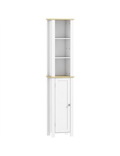 kleankin Slim Bathroom Storage Unit with Open Compartment, Bathroom Storage Cabinet with Adjustable Shelf, 34 x 23 x 165 cm, Whi