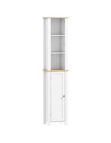 kleankin Slim Bathroom Storage Unit with Open Compartment, Bathroom Storage Cabinet with Adjustable Shelf, 34 x 23 x 165 cm, Whi